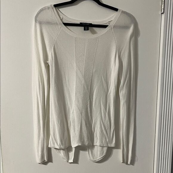 White House Black Market White Knit Long Sleeve Blouse - Picture 1 of 6